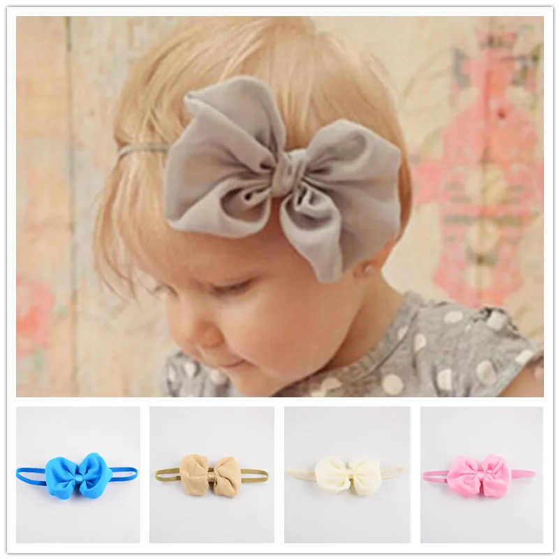 Promotion Cute Chiffon Hair Bows girl Boutique Hair Band Accessories