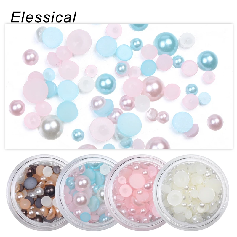 

Mix Size Colorful Pearl Nail Art Decoration Pink Blue White Imitation Pearls Nial Design Jewelry Everything for Manicure