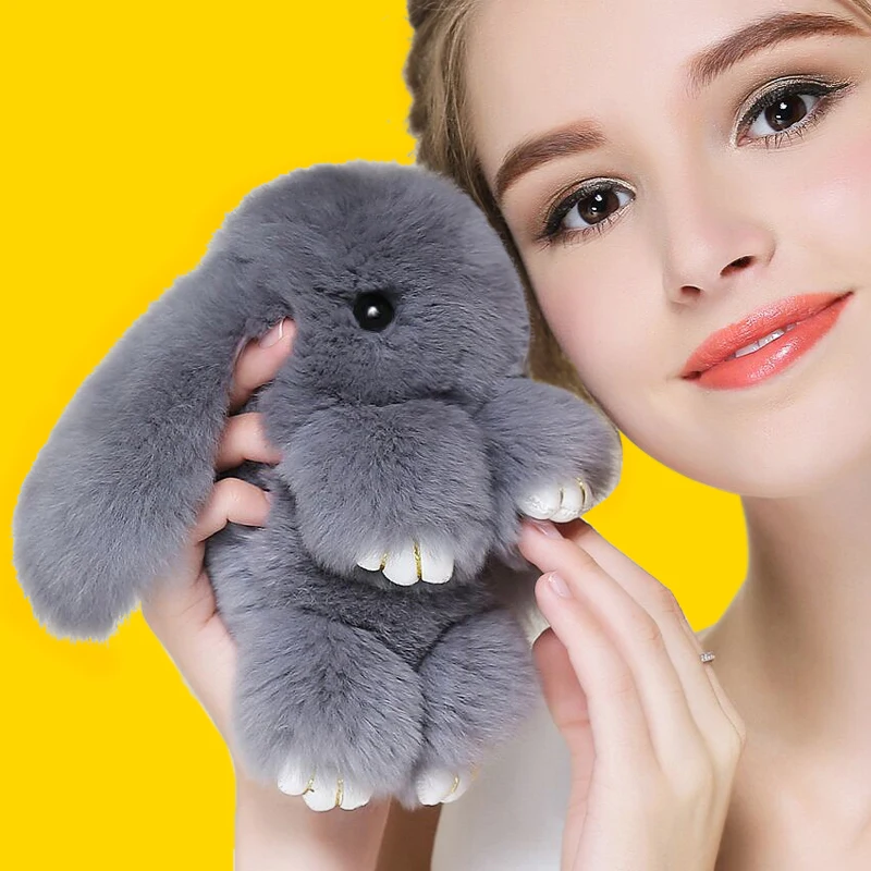 2016 Play Dead Rabbit Fur Rabbit Bunny Keychain Fashion fur pom pom keychain Rabbit Toy Doll Hanging Pendant Jewelry Accessories