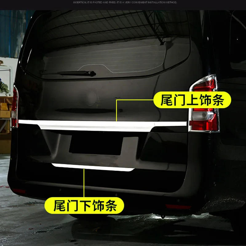 

ABS Car Rear Tail Trunk Lid Cover Trim &Tailgate Bottom Decoration Fit For Mercedes Benz NEW Vito W447 2016-2018 2Pcs/set