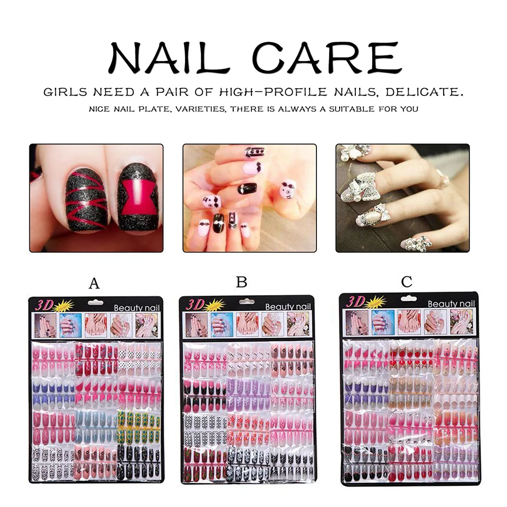 144pcs Mixed Set False Nail Tips Artificial Fake Nails Art Acrylic Manicure Gelin False Nails