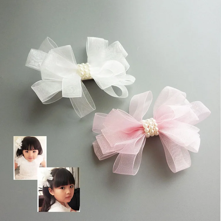 

Creative White Ribbon Pearl Hair Accessories Korea Princess Hair Clips Girls Flowers Bows Ornaments Hairpin Kids Gift Headwear