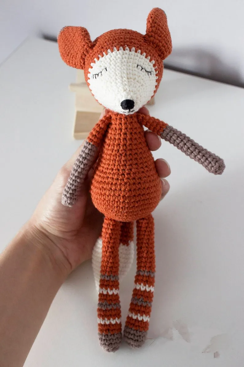 Вязаные игрушки кроше кукла амигуруми лиса Номер модели TS041323|Мягкие животные| |
