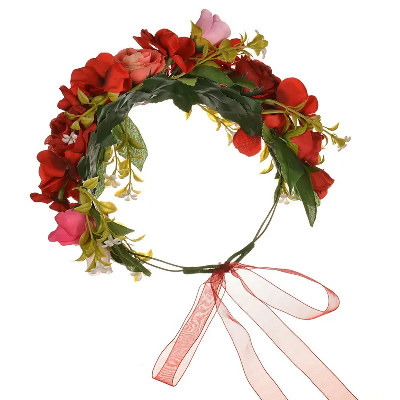 

New Women Girls Bridal Light up Rose Flower Hairband Floral Headband Garland Hair Accessory Halloween Party Favor Gift Wedding