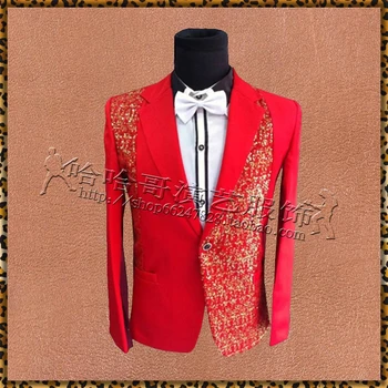 

HOT ! Men's suit coat Costume Clothes sequined evening suit presided over the singer DJ clothing /S-XXXL