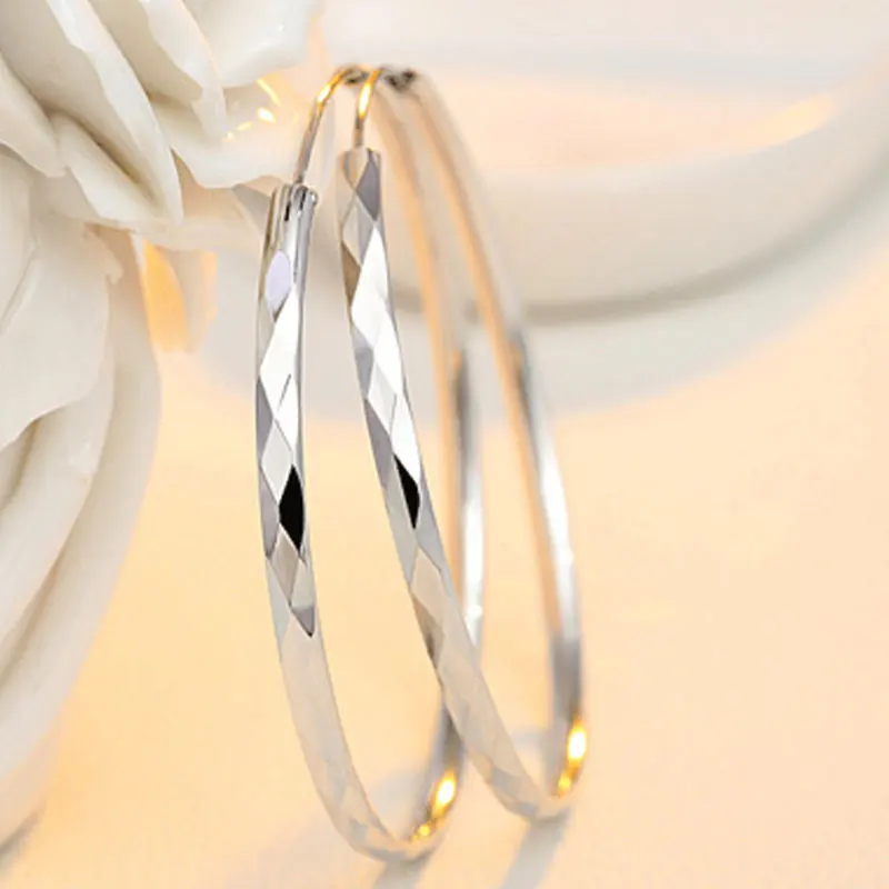 

RADHORSE Round Shape Earring Genuine 925 Sterling Silver Big Ear loop for Women Lovely & Classic Style Fine Jewelry