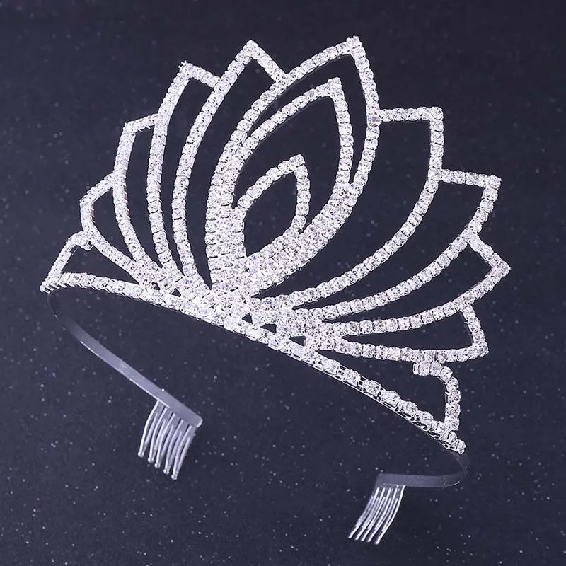 

Ladies Luxury Crystal Headpieces Bridal Wedding Silver Color Beauty Headbands With Comb Women European Style Tiaras and Crowns