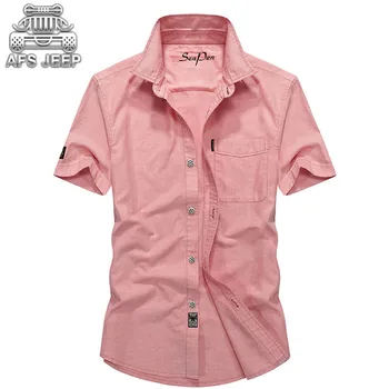 

Original AFS JEEP Men Shirt Short Sleev New 2018 Casual Slim Fit European and American Style vestidos verano