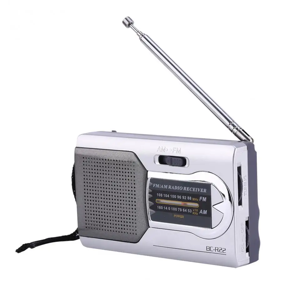 Универсальный тонкий AM/FM мини радио портативные стереодинамики приемник музыкальный плеер серебро