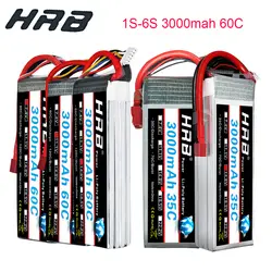 Hrb RC Lipo Батарея 1 S 2 S 3 S 4S 5S 6 S 3000 mah 60C Браст тариф 120C lipo для 450 500x 550E 600 FPV Радиоуправляемый Дрон