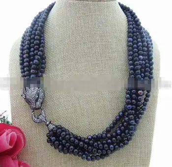 

beautiful 8row 6mm Black Pearl CZ Clasp Necklace