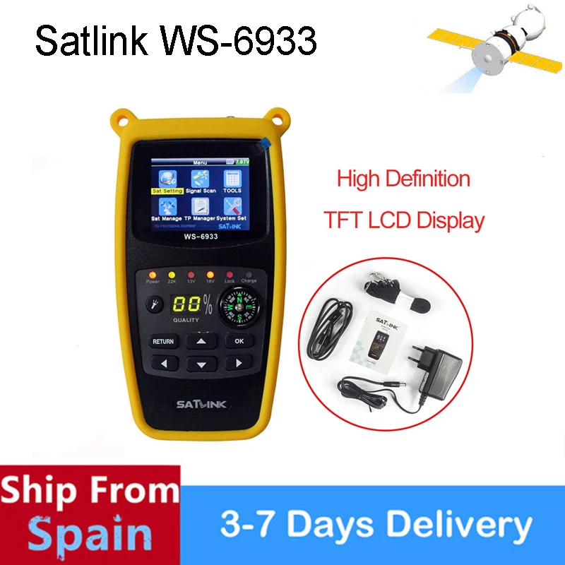 

SATXTREM Satlink WS-6933 2.1 Inch LCD Display DVB-S2 FTA C&KU Band 6933 WS6933 Digital Satellite Finder Meter Free Shipping
