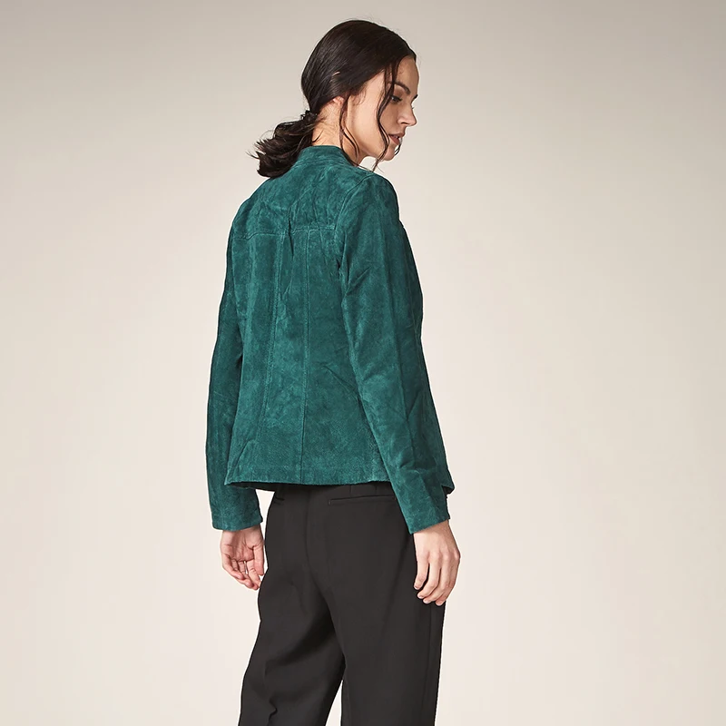 ESCALIER Autumn Women Genuine Leather Jackets Casual Pigskin Plus Size Outerwear Green Long Sleeve Women Basic jacket Coats