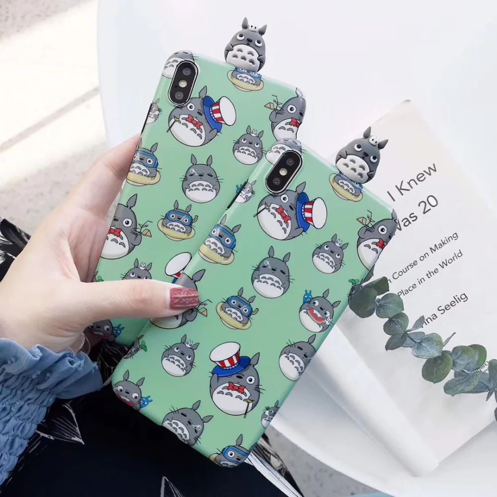 

maosenguoji luxury 3D cute cartoon funny Kneeling Totoro Fashion Mobile Phone Case for iphone 6 6s 6plus 7 8 plus X 10 XR XS MAX