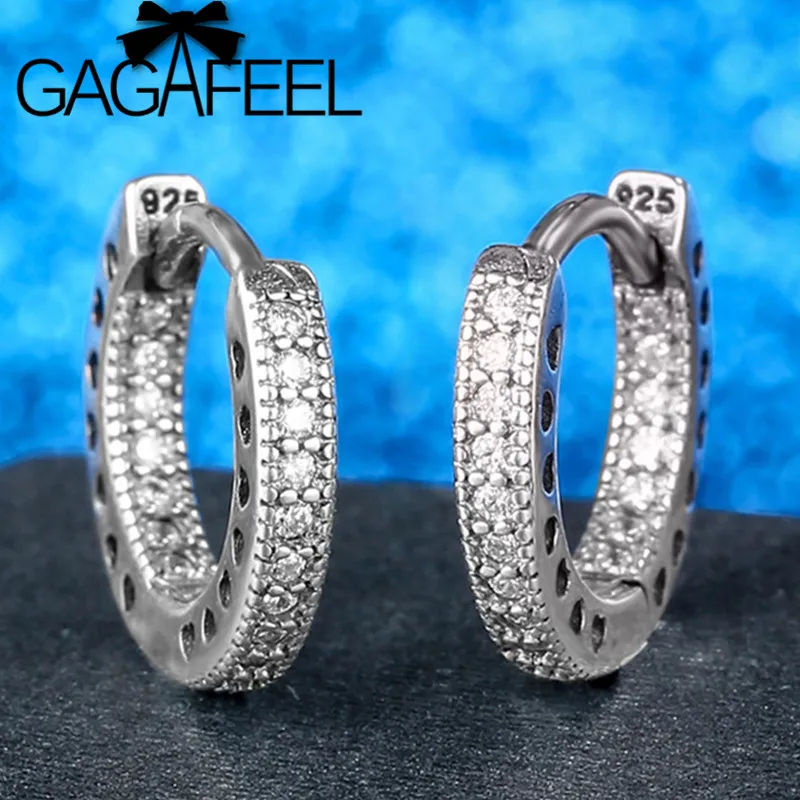 GAGAFEEL 10 мм 925 пробы серебряные стекируемые серьги-кольца в форме сердца для женщин Полный CZ Циркон ювелирные изделия аксессуары