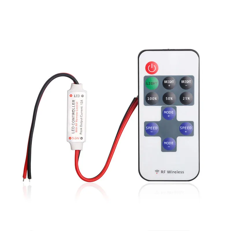 12A 5 V-24 V светодиодный RF беспроводной мини-пульт дистанционного управления диммером RF беспроводной пульт дистанционного управления светодиодный контроллер