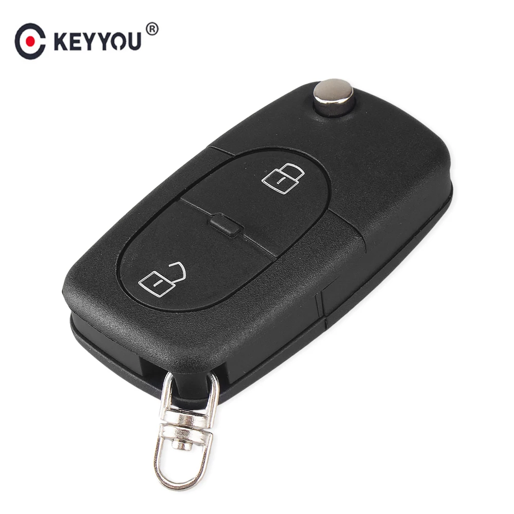 

KEYYOU Flip Folding Car Remote Key Shell Fob Case For Audi A2 A3 A4 A6 A8 TT 2 Button Uncut Blade Auto Key Shell For Audi Car