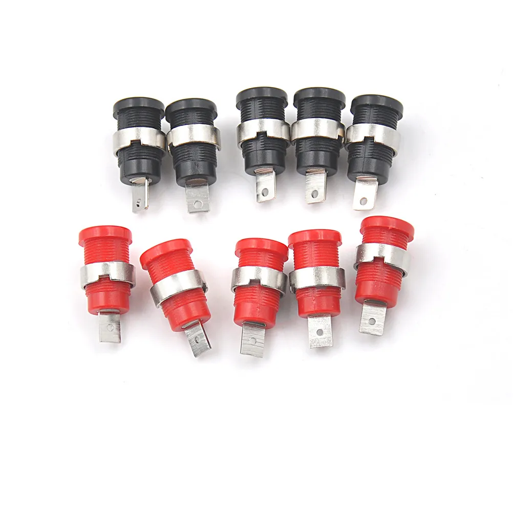 

10 PCS 4mm Banana Female Jack Socket Panel Mount Binding Post Connector Length 30mm