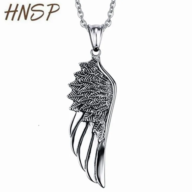 HNSP винтажное ожерелье с крыльями ангела и пером для мужчин, мужские ювелирные изделия