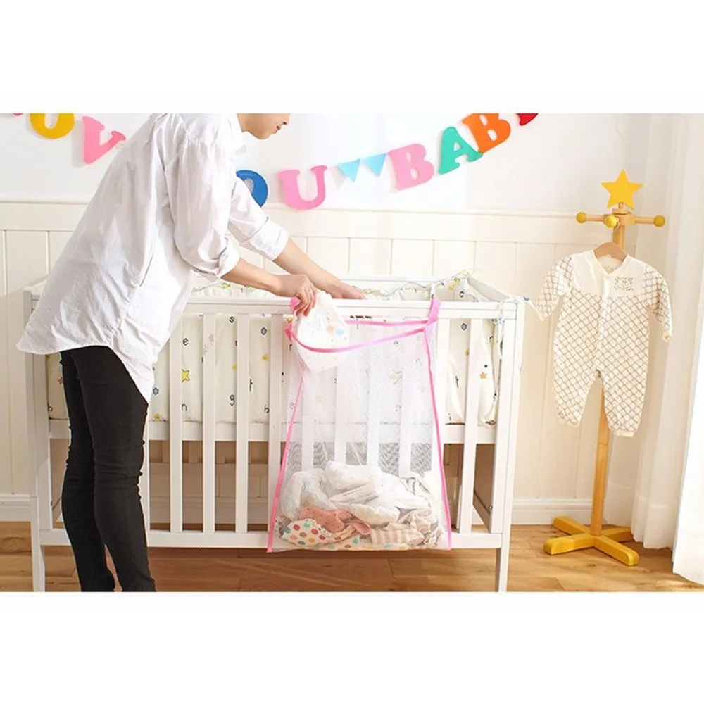 1Pc Baby Cot Bed Hanging Storage Bag Crib Cot Organizer Mesh Storage