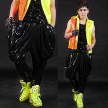 Best версия, новые модные брендовые хип-хоп личности производительность Треники мужской шаровары этап Блёстки Гарун мешковатые Брюки для девочек