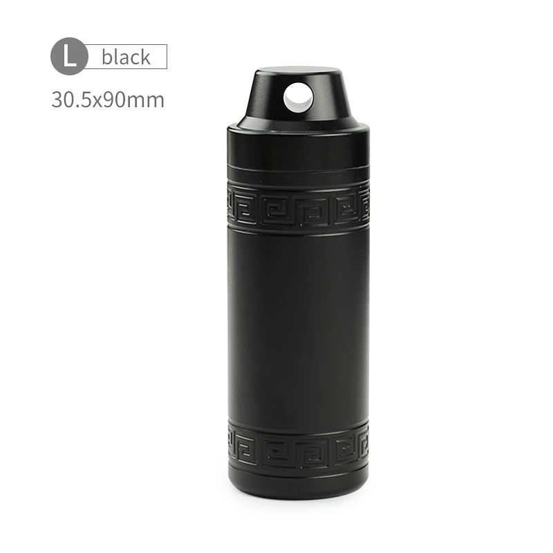 S/L металлическое уплотнение бутылки канистра Открытый выживания водонепроницаемый бак кемпинг спасательное оборудование комплект - Цвет: L black
