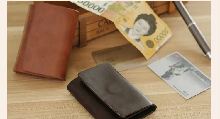 Повседневный дизайнерский креативный мужской короткий бумажник из натуральной кожи с тремя сложениями, ID, кредитный держатель для карт, сумка для денег, Портативный Карманный Кошелек