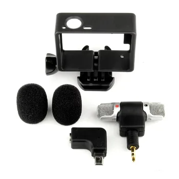 

New External Microphone Mic + Adapter + Standard Frame Kit Fit For GoPro Hero 4 3+ 3