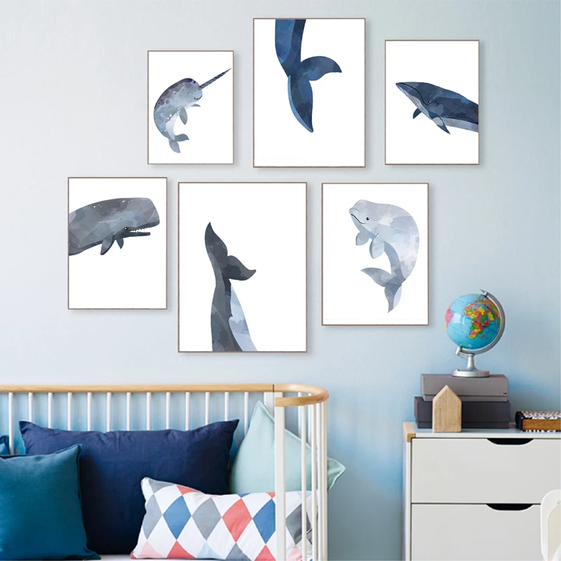 Whale Animal Canvas Art Painting Home Decoration