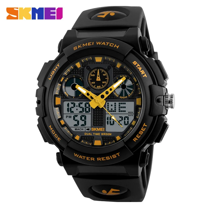 

SKMEI 1270 Digital Sports Watches Double Time Chronograph Man Clock 50M Watwrproof Week Display Wristwatches Relogio Masculino