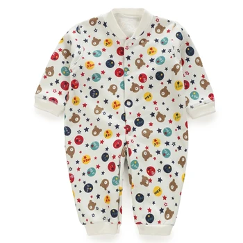 

YiErYing Newborn Clothes Winter Long Sleeve Cotton Cartoon Printed Thickened Baby Jumpsuit Lovely Baby Boys Girls Clothing