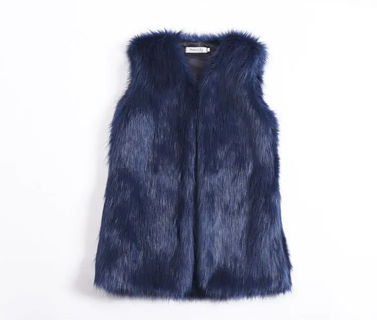 MJ-123 Новая модная женская одежда зимний длинный жилет из искусственного лисьего меха Теплый меховой жилет куртка из искусственного меха