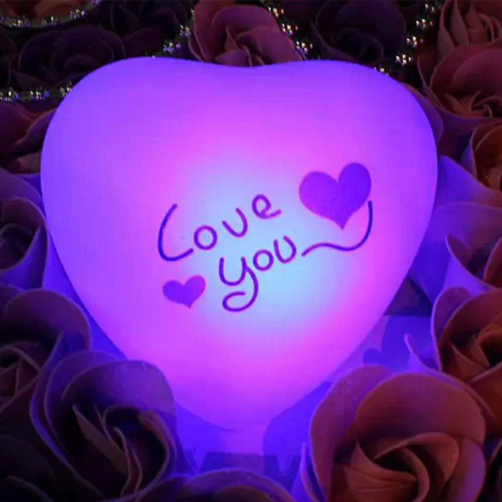 Ночной светильник подарок силиконовые Батарея работает украшения Спальня Led обувь с красивым рисунком сердца; кафе ко Дню Святого Валентина Девушки Цвет изменение