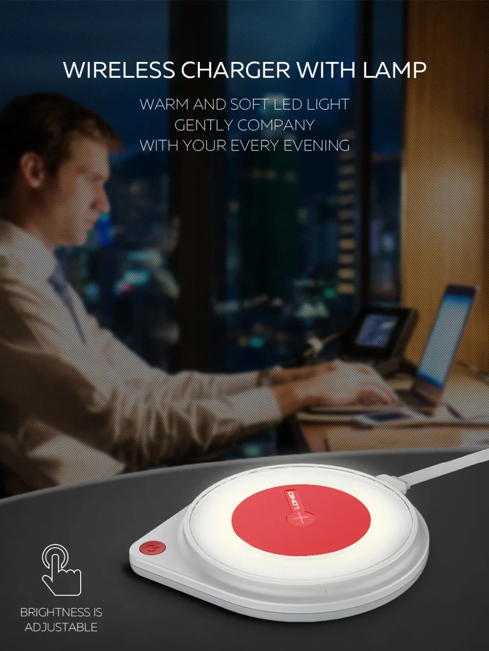 LDNIO 10W Fast Wireless Charging Pad with Builtin Bedside Lamp AW001
