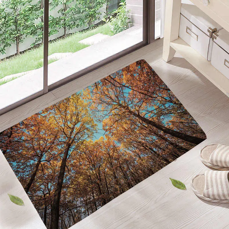 

1pcs 40*60cm Forest pattern Anti-Slip Suede Carpet Door mats doormats Outdoor Kithchen Bathroom Living room Floor Mat Rug GA1