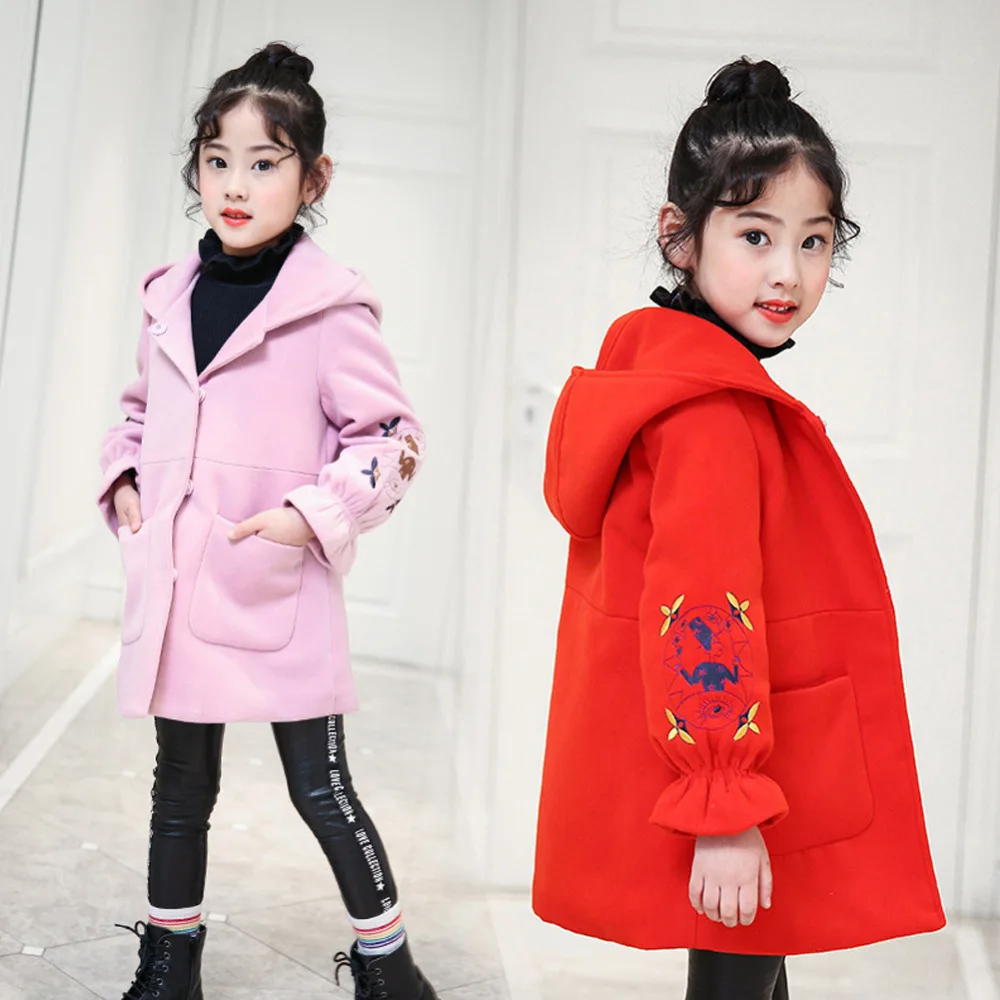 

Kids Woolen Coats For Girls Trench Single Breasted Blazer Toddler Girl Outerwear Wool Overcoat Girls Outdoor Parkas