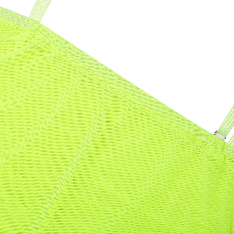 Forefair Sexy Bodycon Mesh Dress Neon Green  (25)