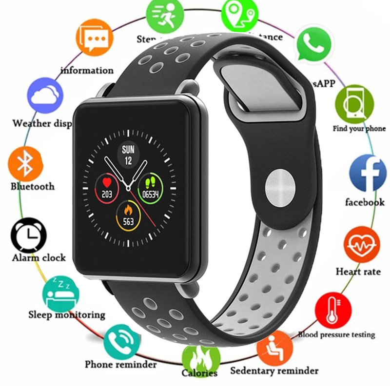 

2019 Land 1 Full touch screen Smart watch IP68 waterproof Bluetooth Sport fitness tracker Men Smartwatch For IOS Android Phone