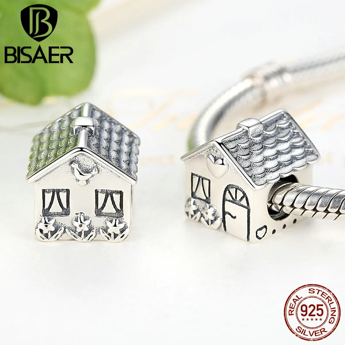 Günstige Authentische 925 Sterling Silber Liebe Herz Haus Sweet Home Charms Fit BISAER Frauen Armbänder Geschenk 925 Silber Schmuck WEUS341