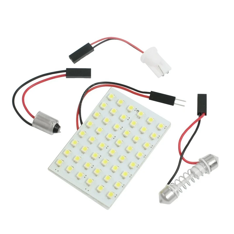 

White 1210 SMD 48 LED Car Interior Dome Light Panel w T10 BA9S Festoon