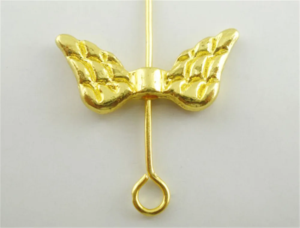 

DoreenBeads 50 PCs Gold color Angel Wings Charms Beads Findings (B03589), yiwu
