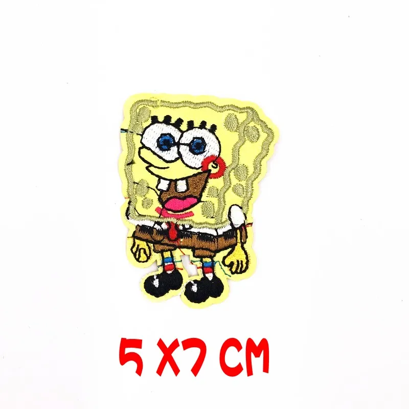 

1Pcs SpongeBob Patches For Clothing Sticker Clothes Cartoon Badges Parches Emobroidered Iron-On Garment Apparel DIY Accessories
