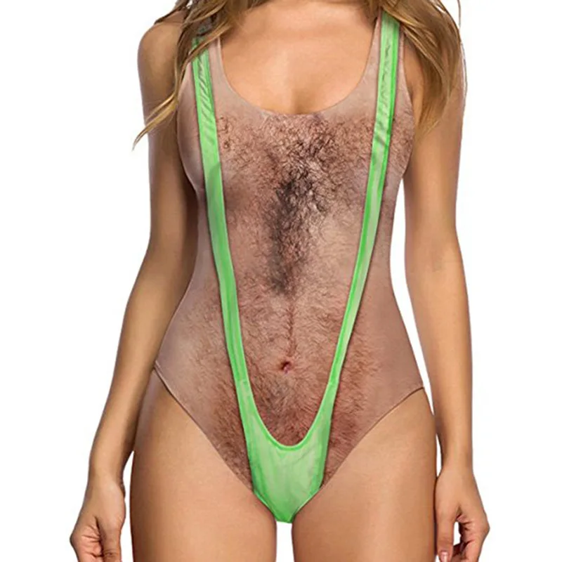 2018 New One Piece Swimsuit 3D Fake Funny Women Swimwear But Unpadded Women Beach Bathing Suit Monokini Summer Beachwear