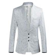 Suit jacket men's fashion printed blazer men's fashion stand collar three single-breasted slim suit jacket large size S-6XL stand collar single breasted three quarter sleeve blazer
