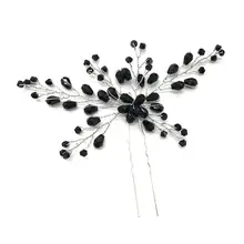 Ювелирные изделия для волос, шпильки для невесты, черная заколка для волос с кристаллами, свадебный головной убор, ювелирные изделия для женщин, леди, роскошные подвески, подарки, Свадебная вечеринка, шар