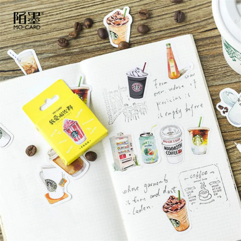

45Pcs/set kawaii Stationery sticker creativa cute Drinks pattern diary school supplies stationery christmas stickers label