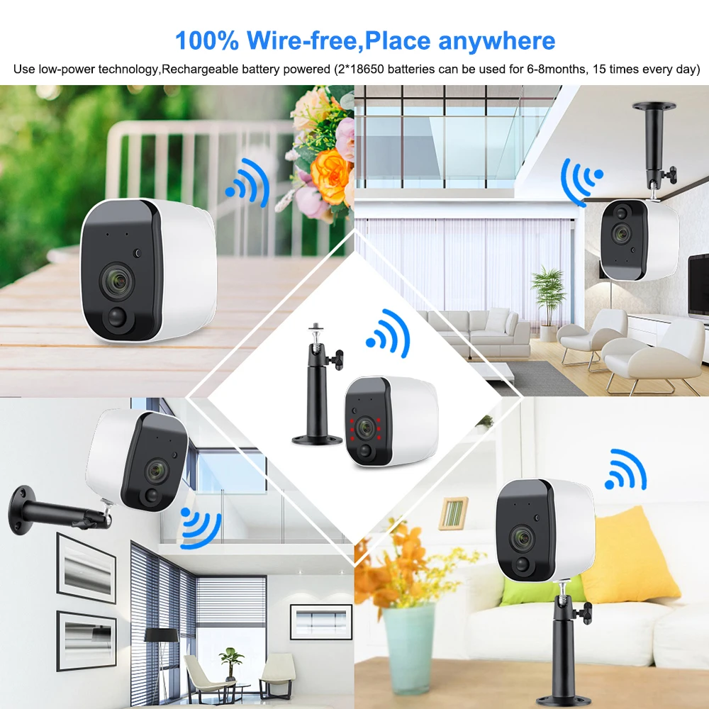 Беспроводная wifi ip-камера 1080P Встроенная перезаряжаемая батарея обеспечение безопасности в помещении наружное наблюдение 2MP PIR Обнаружение движения приложение