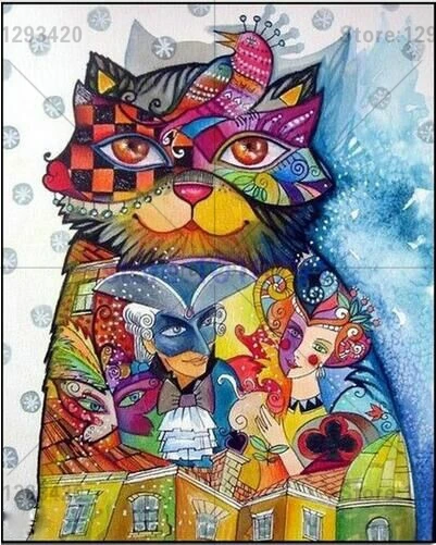 

Full Drill Square Rhinestones Pasted 5d Diy Diamond Painting Cartoon Colorful cat Handcraft Accessories Cross Stitch Embroidery
