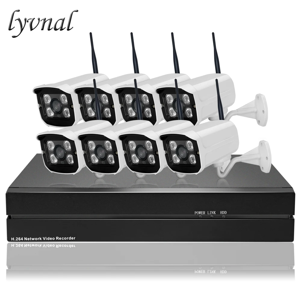 LYVNAL wi-fi-комплект 8ch 1080p 5MP NVR комплект с 8 шт. 1080p wifi камера p2p onvif Водонепроницаемая беспроводная камера видеонаблюдения комплект 2 ТБ HDD