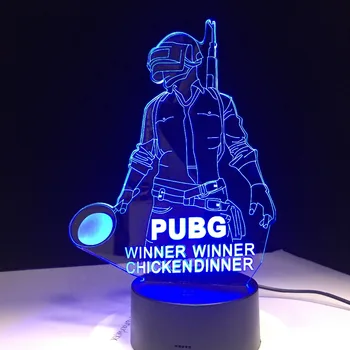 

Cool new world hot FPS game Player unknown's Battlegrounds 3D Lamp PUBG Winner Winner Chicken dinner 7 Colors Change LED Lamp